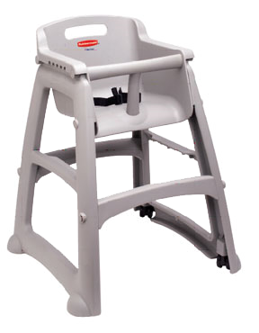 Rubbermaid FG781408PLAT Sturdy Chair™ Youth Seat With O Wheels, Safety Harness With Release Mechanism, With Microban Antimicrobial Product Protection, Stackable, Meets Astm, Tuv Standards, Fit Under Table With O Tray, Ready To Assemble, Platinum, S.o.s. (special Order Small